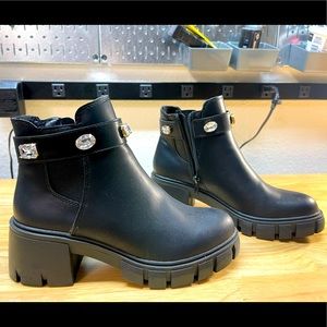 Madden Girl Black Combat Boots with Bling